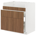 METOD / MAXIMERA Base cb f HAVSEN snk/3 frnts/2 drws, white/Tistorp brown walnut effect, 80x60 cm