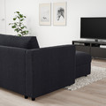 VIMLE 3-seat sofa with chaise longue, Saxemara black-blue