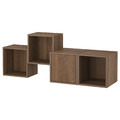 EKET Wall-mounted cabinet combination, walnut, 140x35x53 cm