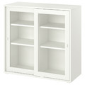 VIHALS Cabinet with sliding glass doors, white, 95x37x90 cm