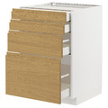 METOD / MAXIMERA Base cab 4 frnts/4 drawers, white/Voxtorp oak effect, 60x60 cm