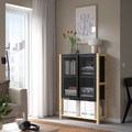 IVAR Cabinet with doors, pine/black mesh, 89x30x124 cm