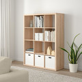 KALLAX Shelving unit, white stained oak effect, 112x147 cm