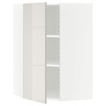 METOD Corner wall cabinet with shelves, white, Ringhult light grey, 68x100 cm