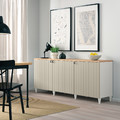 BESTÅ Storage combination with doors, white, Sutterviken/Kabbarp grey-beige, 180x42x76 cm