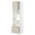 METOD / MAXIMERA Hi cab f ov/combi ov w dr/2 drwrs, white/Havstorp beige, 60x60x220 cm