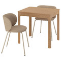 EKEDALEN / KRYLBO Table and 2 chairs, oak/Tonerud dark beige, 80/120 cm