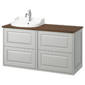 TÄNNFORSEN / RUTSJÖN Wash-stand/wash-basin/tap, light grey/brown walnut effect, 122x49x76 cm