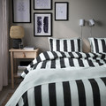 SLÅNHÖSTMAL Duvet cover and 2 pillowcases, black/white/striped, 200x200/50x60 cm