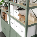 BROR Shelving unit, grey-green/pine plywood, 254x40x190 cm