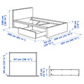 MALM Bed frame, high, with 2 bed drawers, white stained oak veneer, Leirsund, 90x200 cm