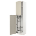 METOD High cabinet with cleaning interior, white/Havstorp beige, 60x60x240 cm