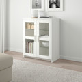 BRIMNES Cabinet with doors, glass, white, 78x95 cm