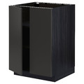 METOD Base cabinet with shelves/2 doors, black/Nickebo matt anthracite, 60x60 cm