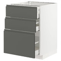 METOD / MAXIMERA Base cabinet with 3 drawers, white/Voxtorp dark grey, 60x60 cm