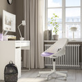 LOBERGET / MALSKÄR Swivel chair + pad, white/lilac