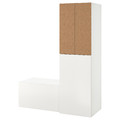 SMÅSTAD Wardrobe with pull-out unit, white cork/with storage bench, 150x57x196 cm