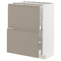 METOD / MAXIMERA Base cabinet with 2 drawers, white/Upplöv matt dark beige, 60x37 cm