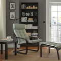 POÄNG Armchair and footstool, black-brown/Gunnared light green