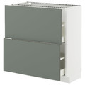 METOD / MAXIMERA Base cabinet with 2 drawers, white/Nickebo matt grey-green, 80x37 cm