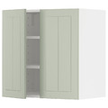 METOD Wall cabinet with shelves/2 doors, white/Stensund light green, 60x60 cm
