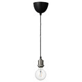 JÄLLBY / LUNNOM Pendant lamp with light bulb, nickel-plated/globe clear