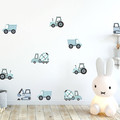 Wall Sticker Set - Construction Vehicles Blue