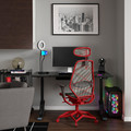 UPPSPEL / STYRSPEL Gaming desk and chair, black grey/red, 140x80 cm