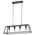 FELSISK Pendant lamp with 4 lamps, black