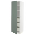 METOD / MAXIMERA High cabinet with drawers, white/Bodarp grey-green, 60x60x200 cm