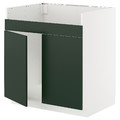 METOD Base cab f HAVSEN double bowl sink, white/Havstorp deep green, 80x60 cm