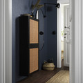 BESTÅ Wall cabinet with 2 doors, black-brown Studsviken/dark brown woven poplar, 60x22x128 cm