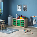 TROFAST Storage combination with boxes, light white stained pine/green, 93x44x52 cm