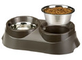 Dog Bowl Double Stand Duo Feed 05 KC 56, dark brown