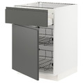 METOD / MAXIMERA Base cab w wire basket/drawer/door, white/Voxtorp dark grey, 60x60 cm