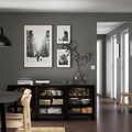 BESTÅ Storage combination with doors, black-brown, Glassvik black, clear glass, 180x40x74 cm