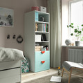 SMÅSTAD / PLATSA Bookcase, white pale turquoise/with 2 drawers, 60x57x181 cm