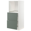 METOD / MAXIMERA High cabinet w 2 drawers for oven, white/Bodarp grey-green, 60x60x140 cm