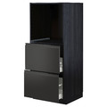 METOD / MAXIMERA High cabinet w 2 drawers for oven, black/Upplöv matt anthracite, 60x60x140 cm