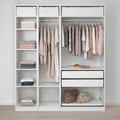 PAX Wardrobe, white, Flisberget light beige, 200x60x236 cm