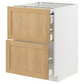 METOD / MAXIMERA Bc w pull-out work surface/3drw, white/Forsbacka oak, 60x60 cm