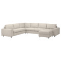 VIMLE Crnr sofa-bed, 5-seat w chaise lng, with wide armrests/Gunnared beige