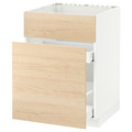 METOD / MAXIMERA Base cab f sink+3 fronts/2 drawers, white, Askersund light ash effect, 60x60 cm