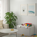 SMÅSTAD Bench with toy storage, white, grey, 90x50x48 cm