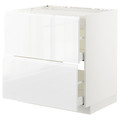 METOD / MAXIMERA Base cab f hob/2 fronts/2 drawers, white/Voxtorp high-gloss/white, 80x60 cm