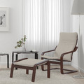 POÄNG Armchair and footstool, brown/Knisa light beige