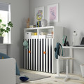 SMÅSTAD / PLATSA Storage combination, white black/white/stripe with 6 shelves, 120x42x123 cm