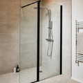 GoodHome Walk-in Shower Beloya 122.5-125 cm, black/transparent