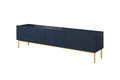 TV Cabinet Nicole 200 cm, dark blue/gold legs