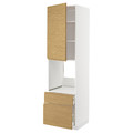 METOD / MAXIMERA Hi cab f ov w dr/2 frnt/1 m/1 h drw, white/Voxtorp oak effect, 60x60x220 cm